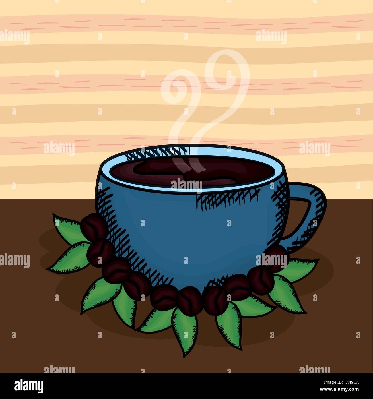 coffee cup with grains and leafs vector illustration design Stock ...