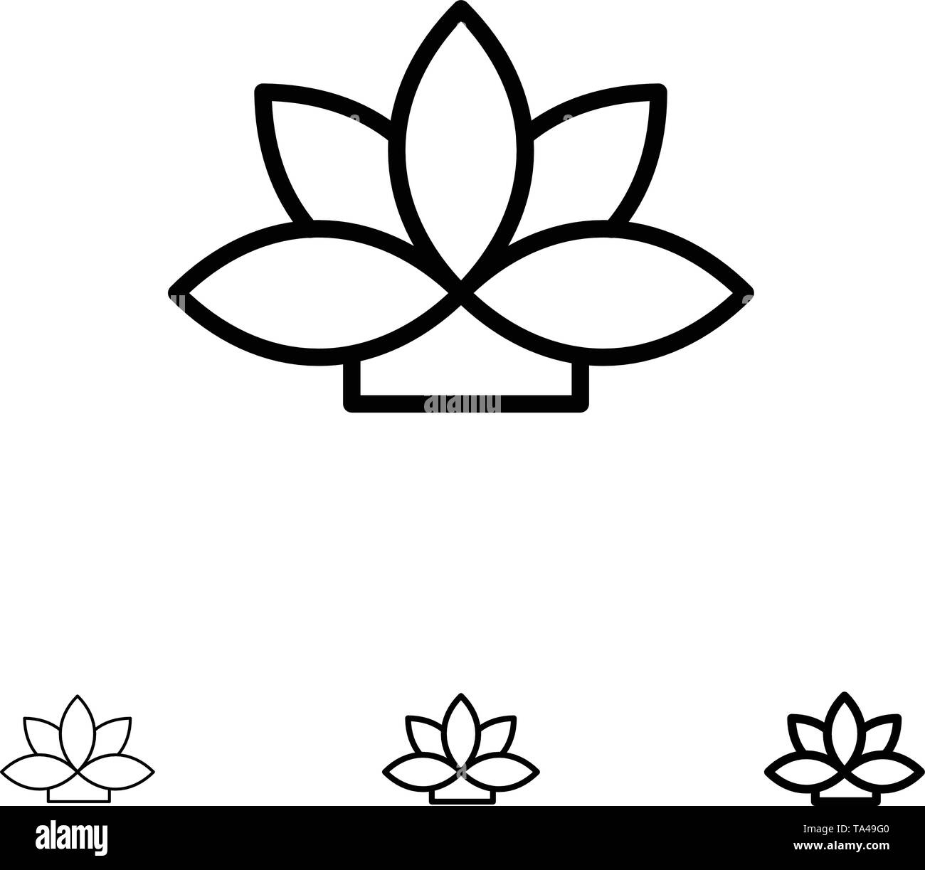 Flower, India, Lotus, Plant Bold and thin black line icon set Stock ...