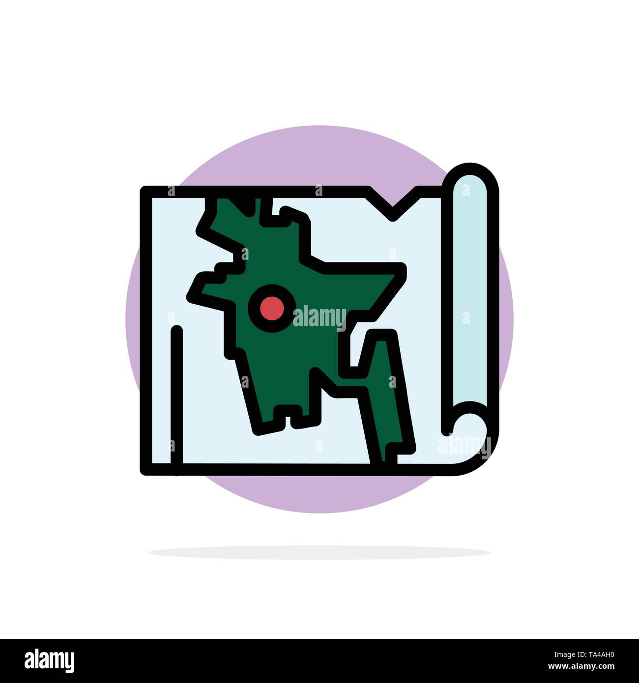 Bangladesh, Map, World, Bangla Abstract Circle Background Flat color Icon Stock Vector