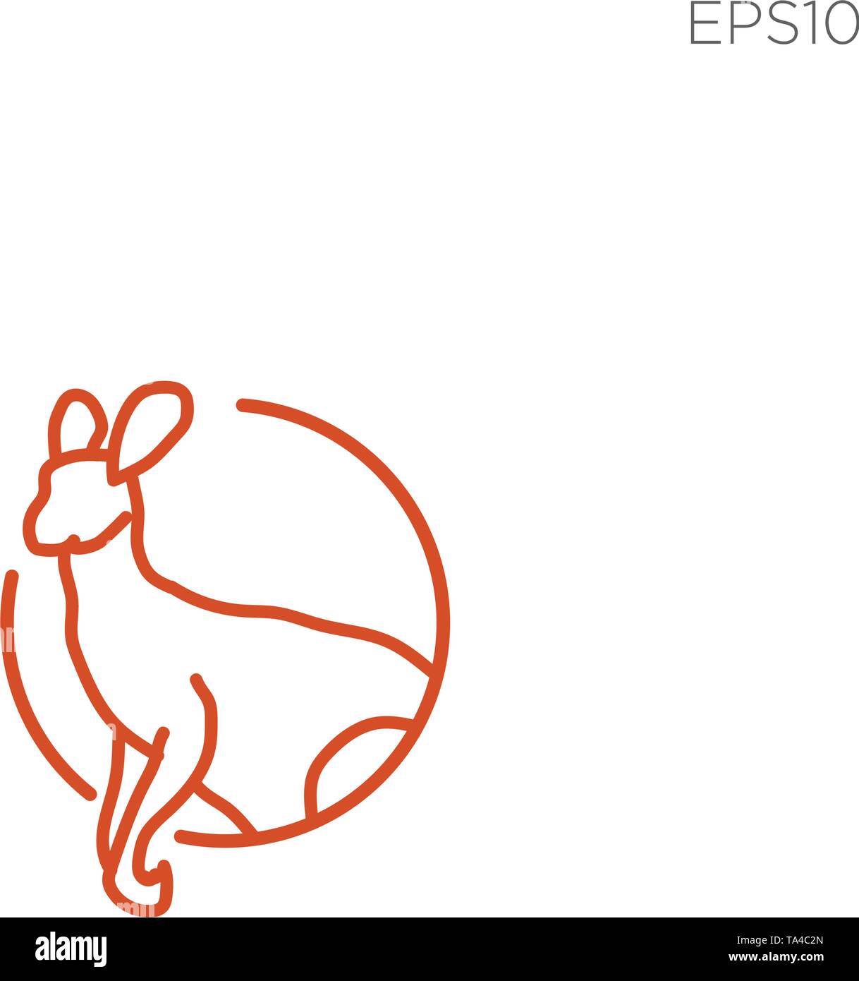 kangaroo line symbol or logo icon illustration vector Stock Vector