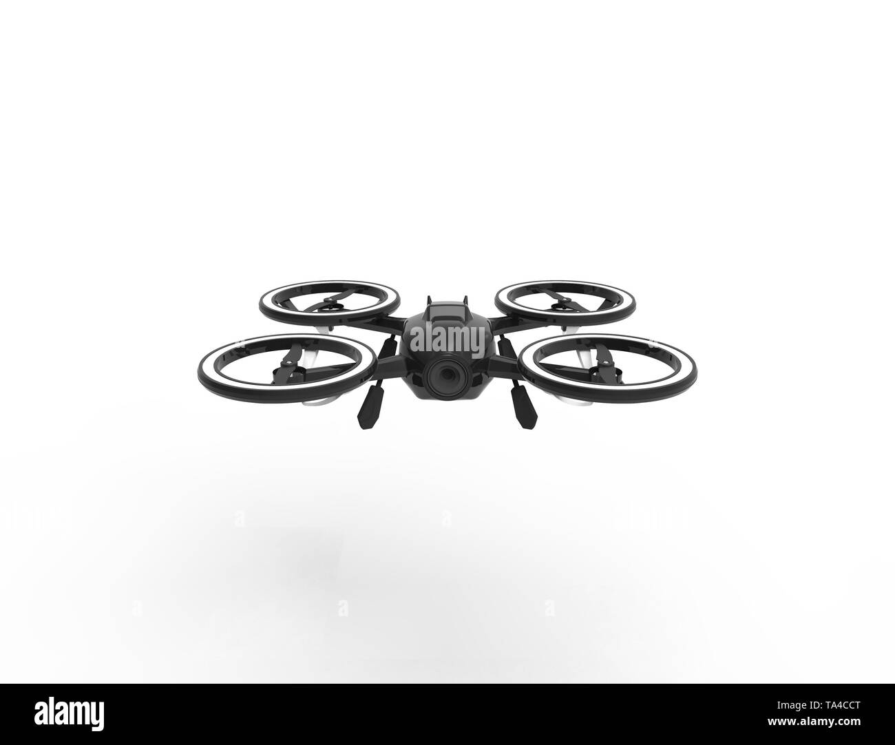 3D illustration of a black drone isolated in white background Stock Photo