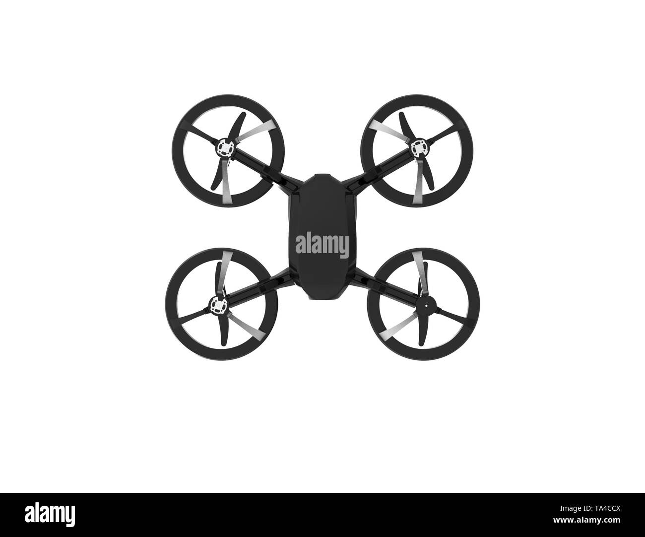 3D illustration of a black drone isolated in white background Stock Photo