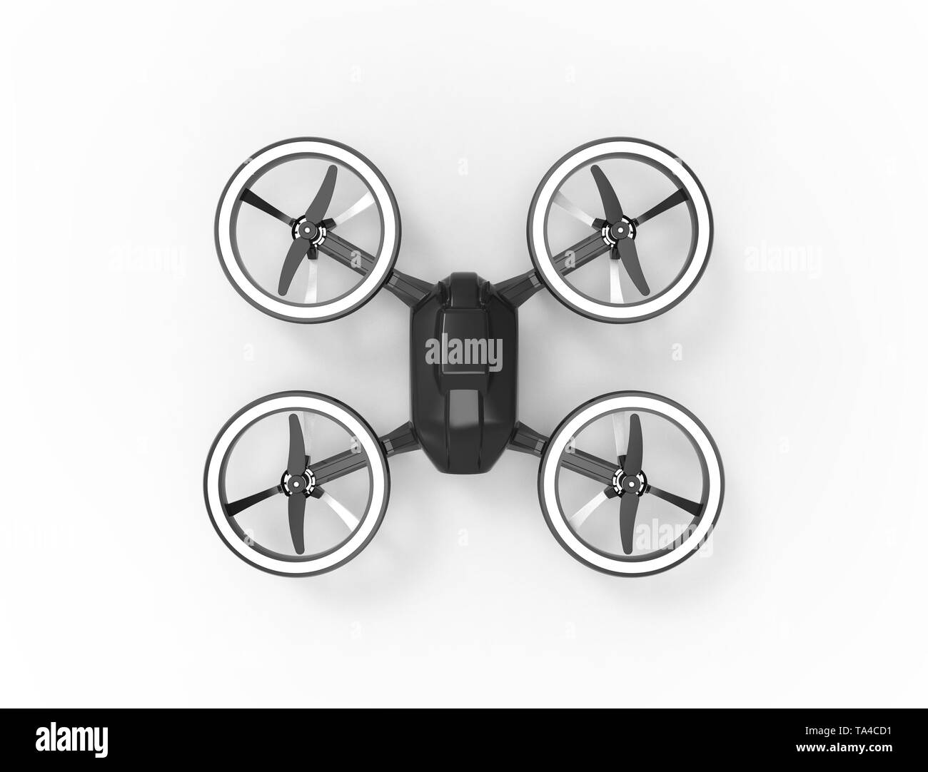 3D illustration of a black drone isolated in white background Stock Photo