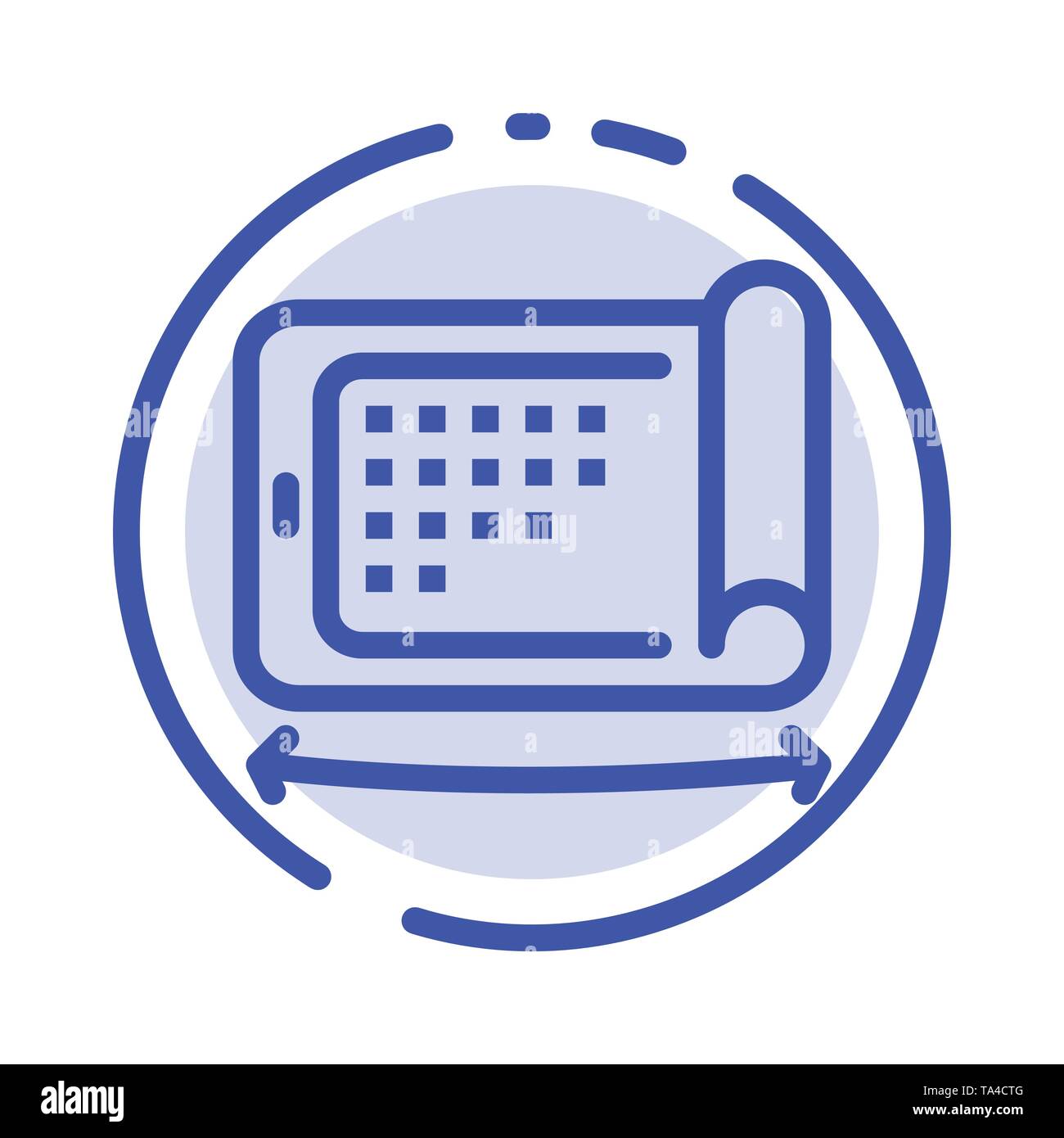 Mobile, Display, Technology, Flexible Blue Dotted Line Line Icon Stock