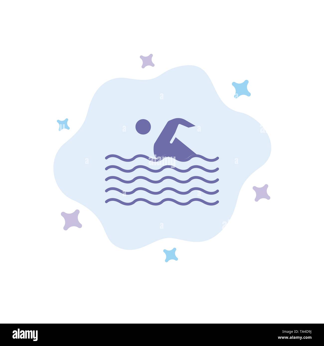 Activity, Sport, Swim, Swimming, Water Blue Icon on Abstract Cloud