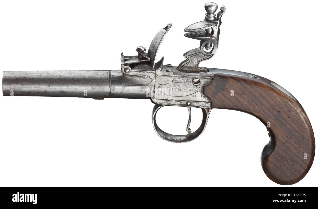 A pair of flintlock pocket pistols, I. & W. Richards, Birmingham, circa