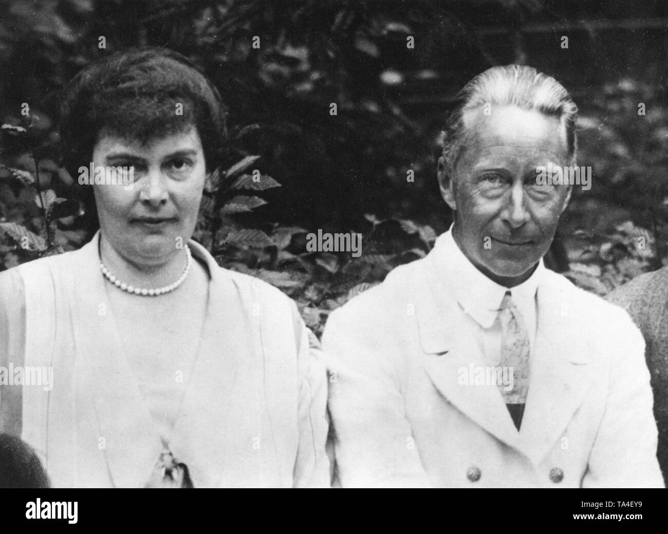 Crown Princess Cecilie with her husband Crown Prince Wilhelm of Prussia. The couple celebrated their silver wedding in the year the picture was taken. Stock Photo