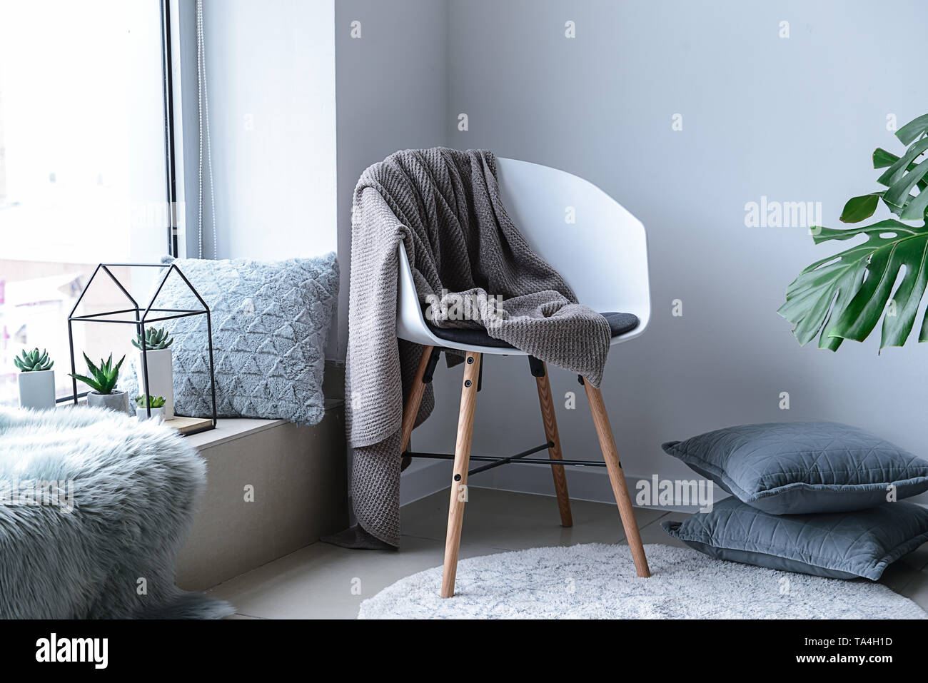 Interior of room with comfortable place for rest near window Stock ...