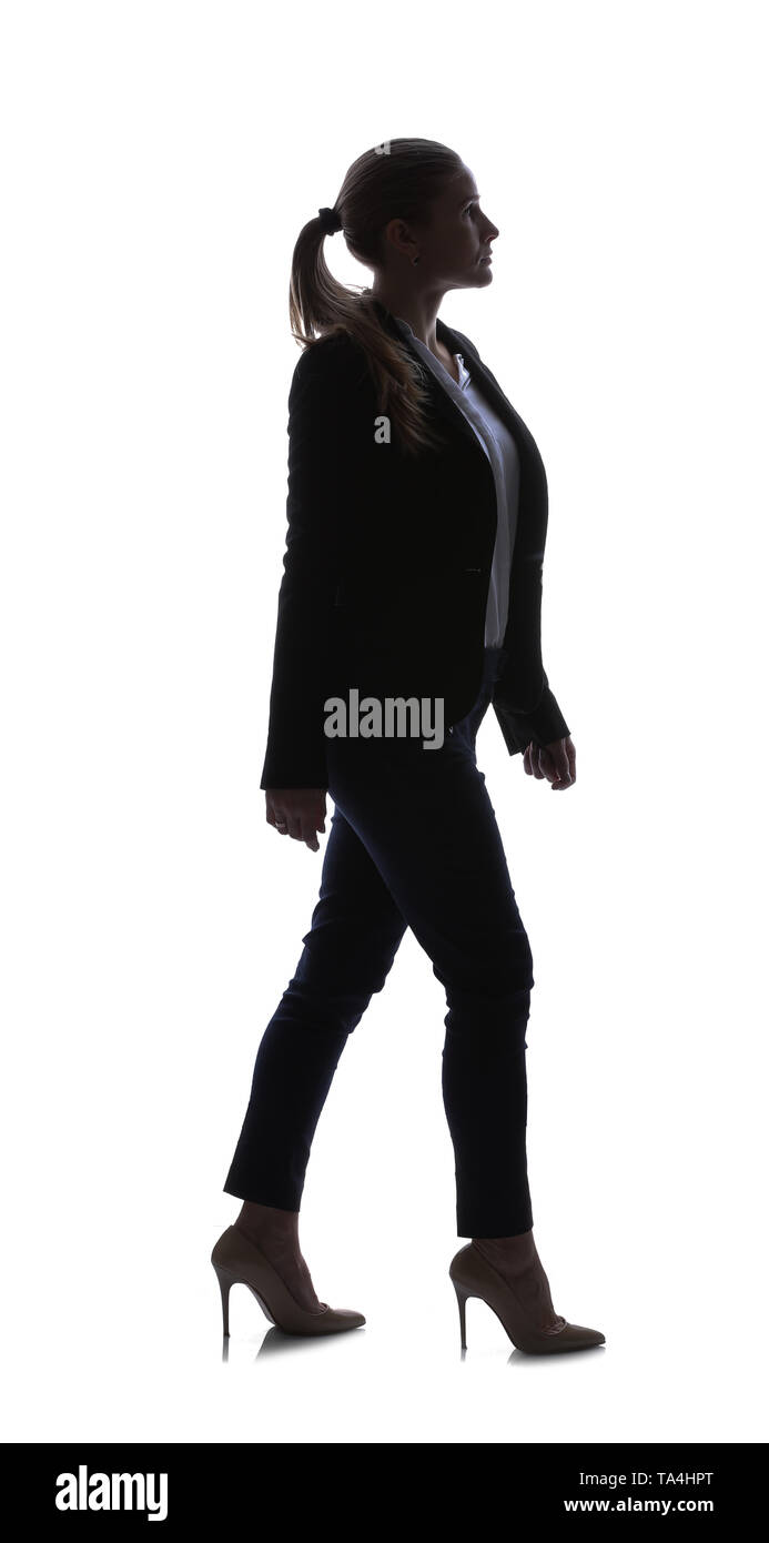 Silhouette of beautiful businesswoman on white background Stock Photo ...