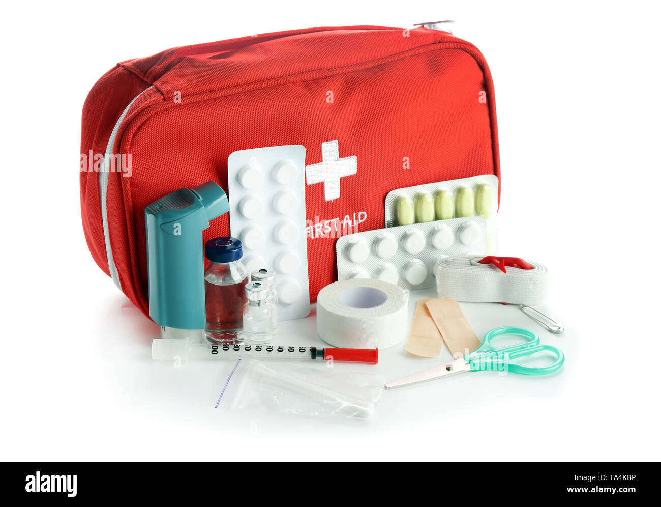 First aid kit on white background Stock Photo - Alamy