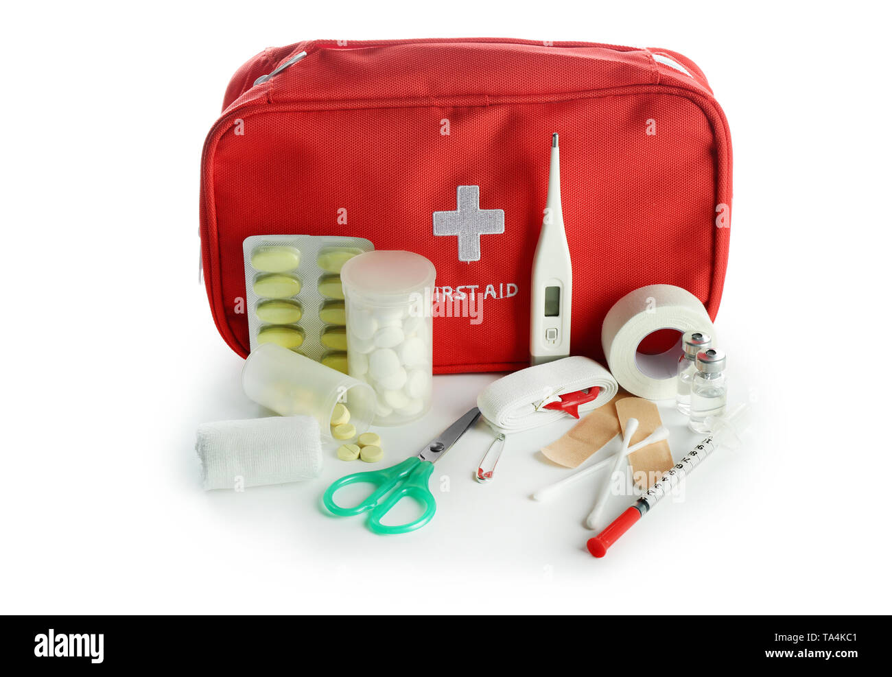 First Aid Kit On White Background Stock Photo - Alamy