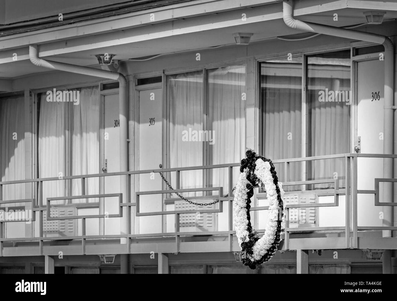 Room 306 at the Lorraine Motel is pictured, Sept. 7, 2015, in Memphis, Tennessee. Civil rights leader Dr. Martin Luther King Jr. was assassinated here. Stock Photo