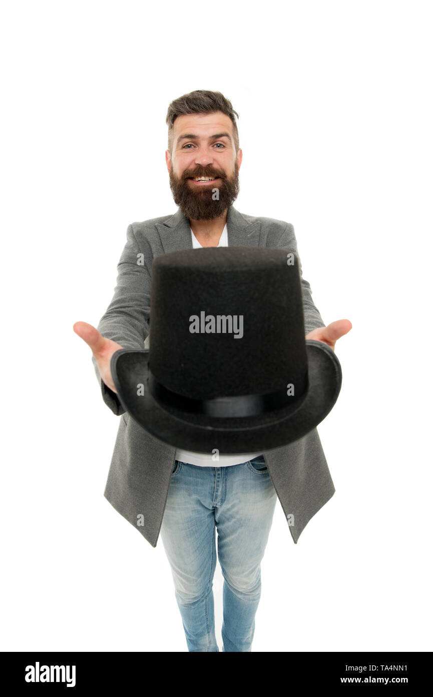 Magic trick performance concept. Circus magic trick performance