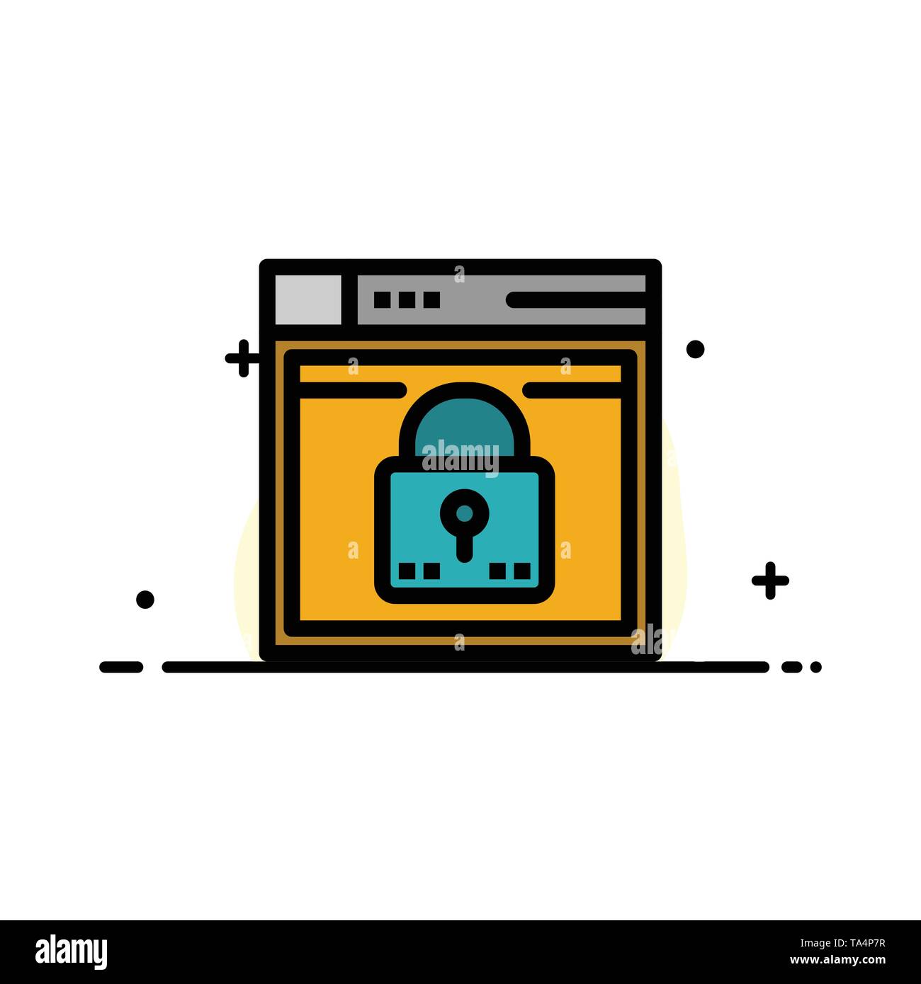 Login Secure Web Layout Password Lock Business Flat Line
