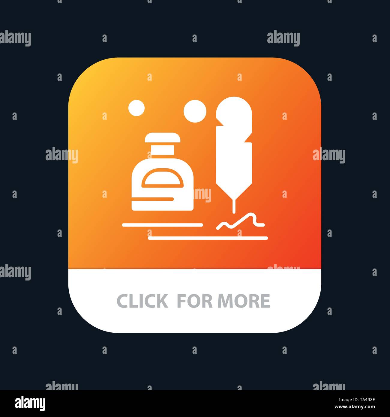 Ink, Erite, Fur, Letter, Office, Mobile App Button. Android and IOS Glyph Version Stock Vector