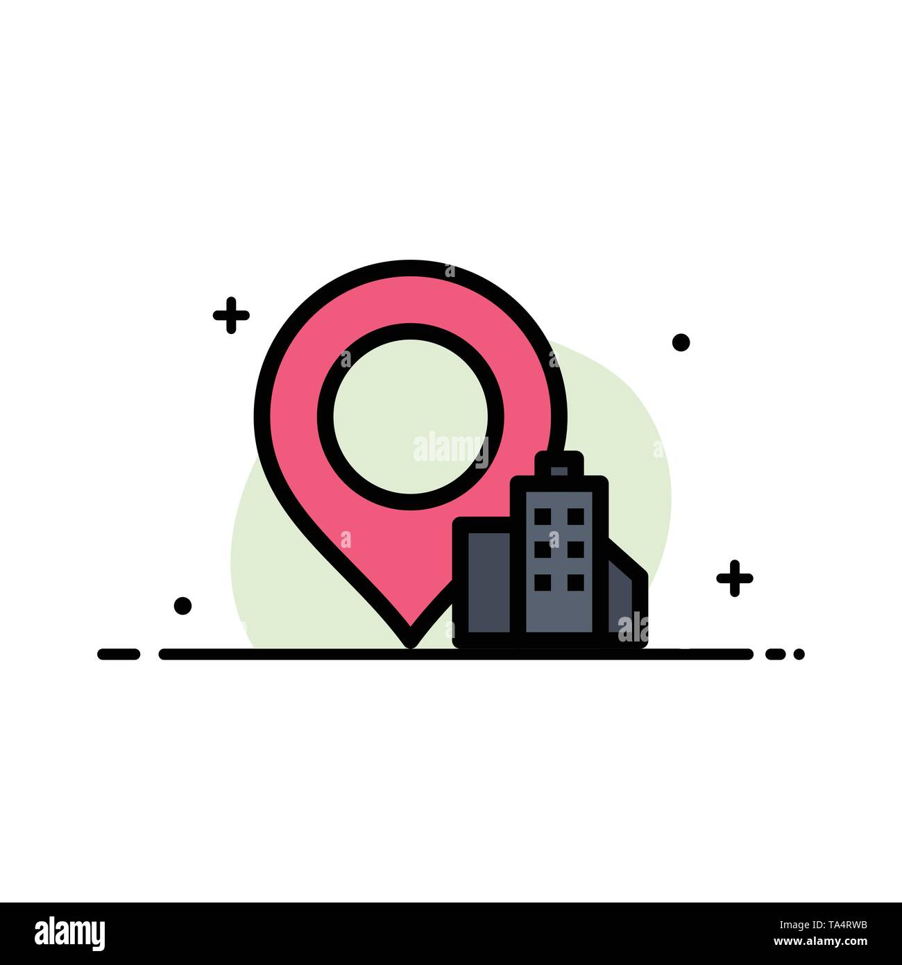 location-building-hotel-business-flat-line-filled-icon-vector-banner