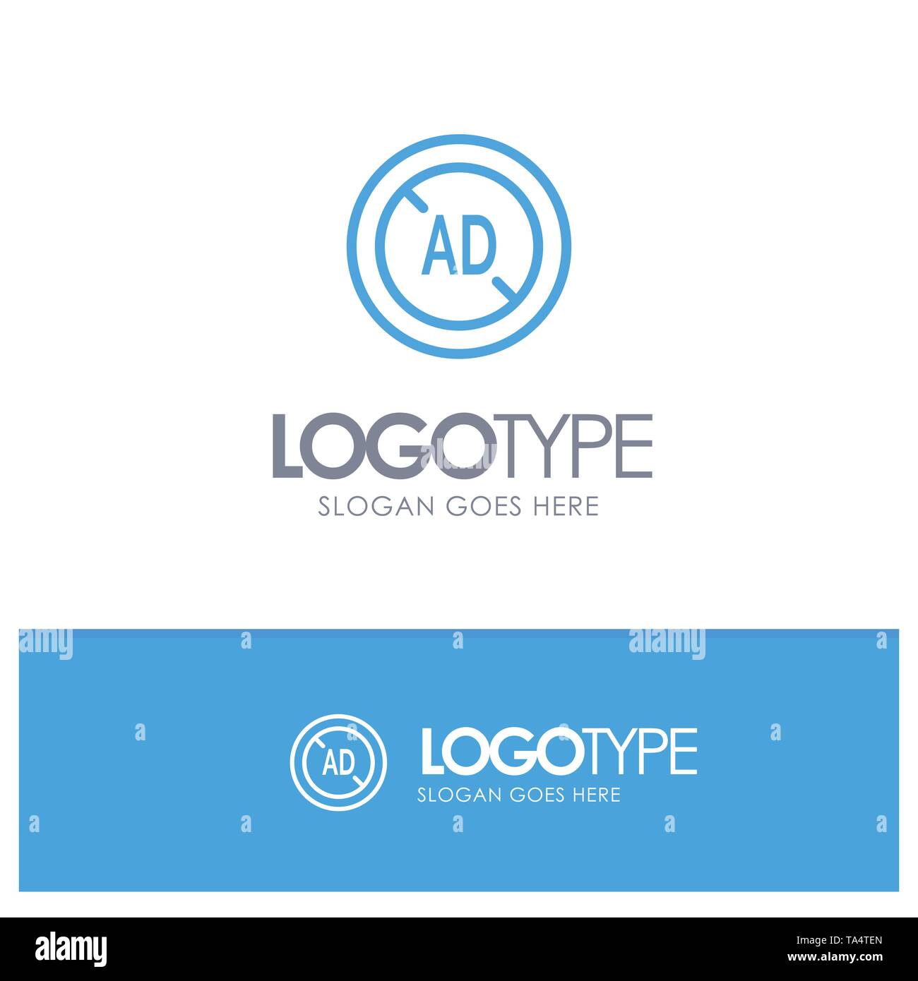 Ad, Blocker, Ad Blocker, Digital Blue Outline Logo Place for Tagline Stock Vector