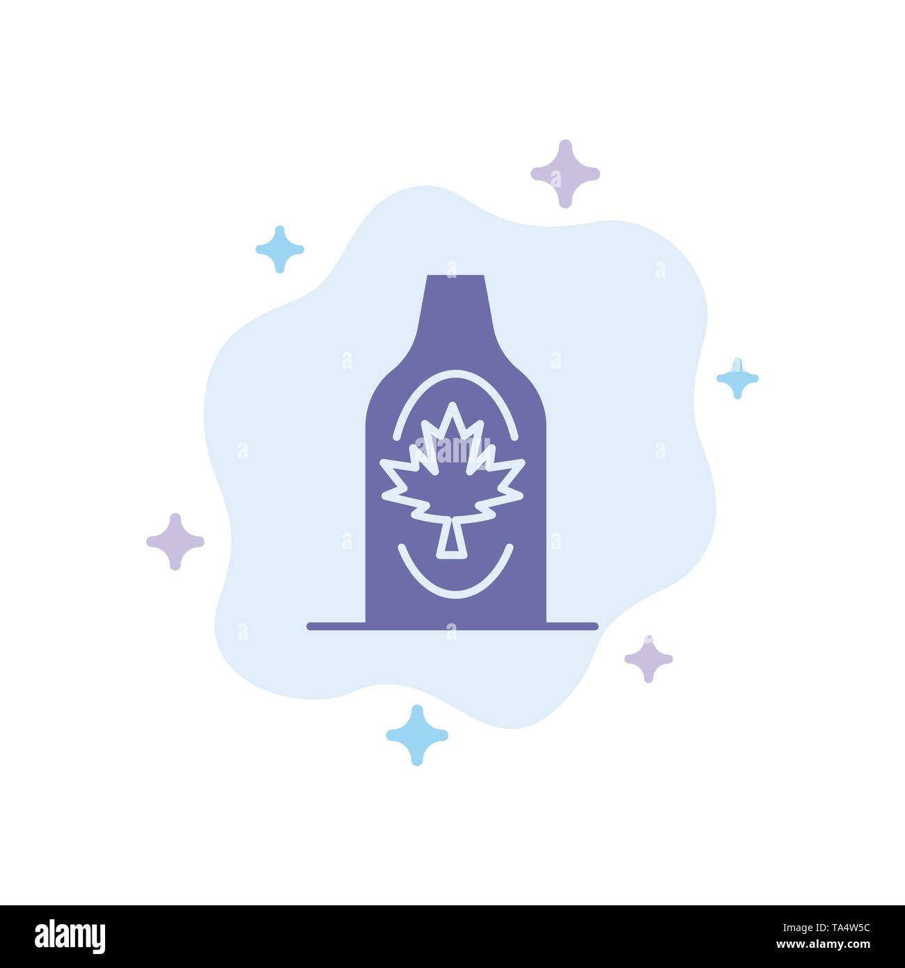 Bottle, Autumn, Canada, Leaf, Maple Blue Icon on Abstract Cloud Background Stock Vector