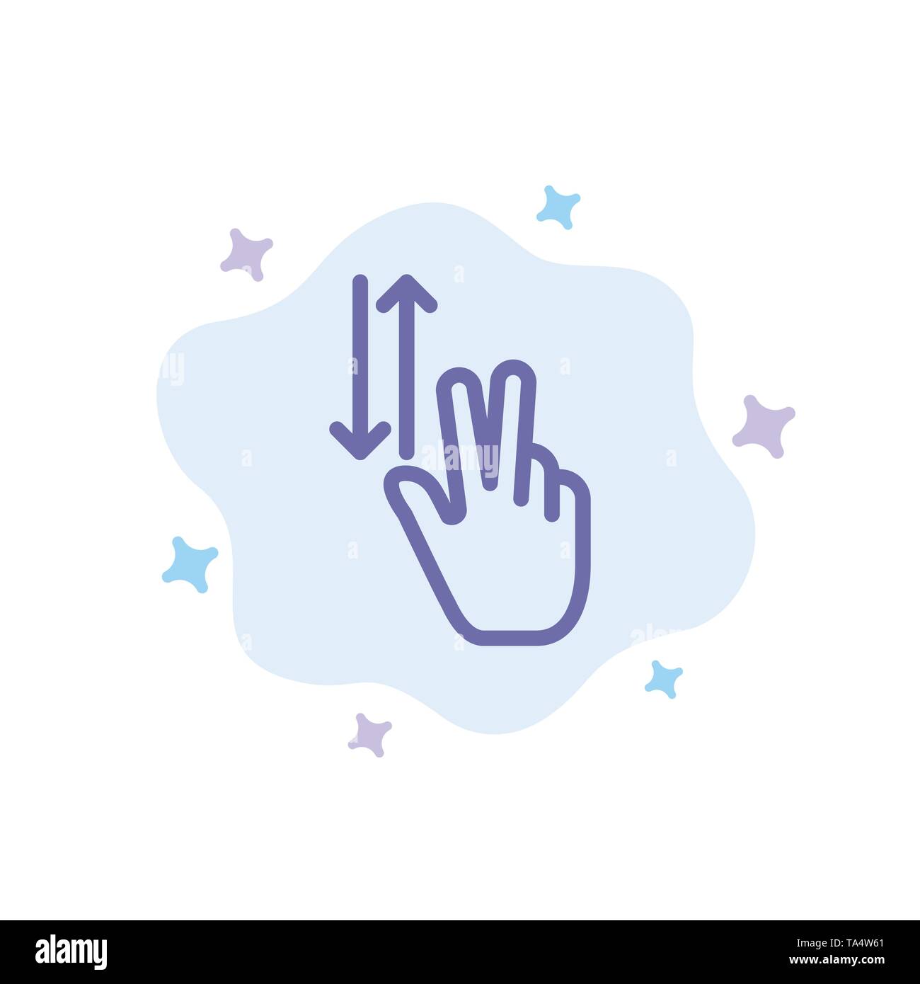 Finger, Gestures, Two, Up, Down Blue Icon on Abstract Cloud Background ...