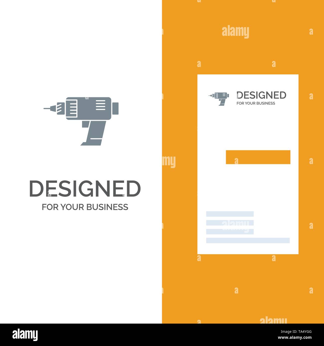 Drill, Power, Machine, Cordless, Electronics Grey Logo Design and