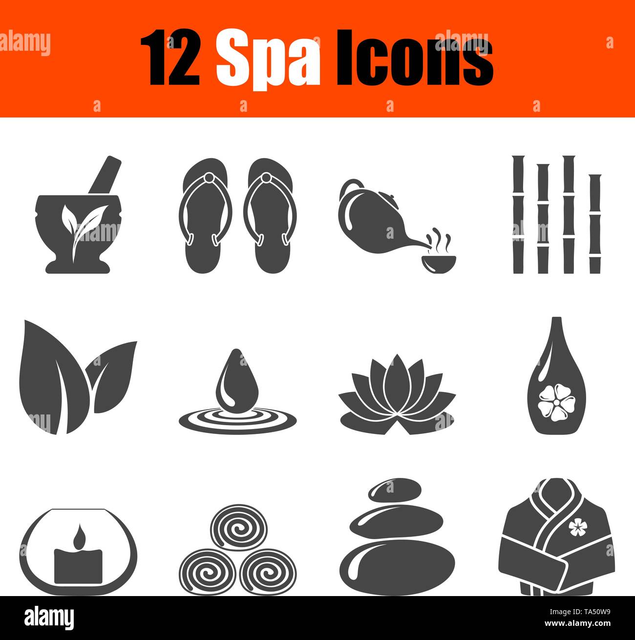 Spa Icon Set. Fully editable vector illustration. Text expanded Stock ...