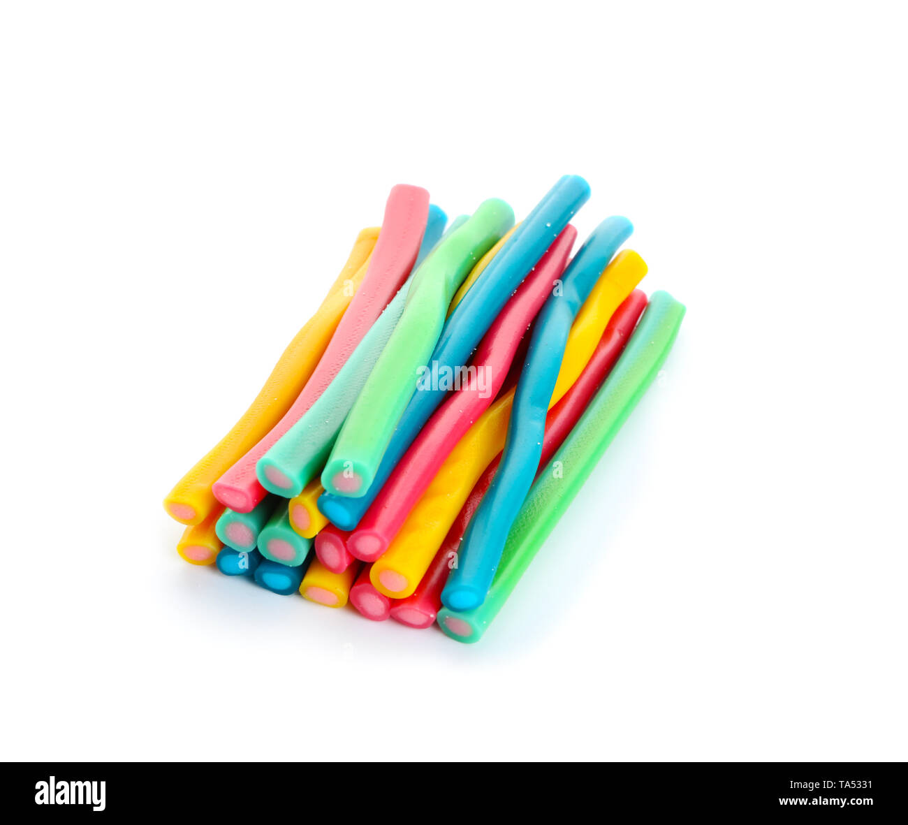 Sweet candy sticks on white background Stock Photo - Alamy