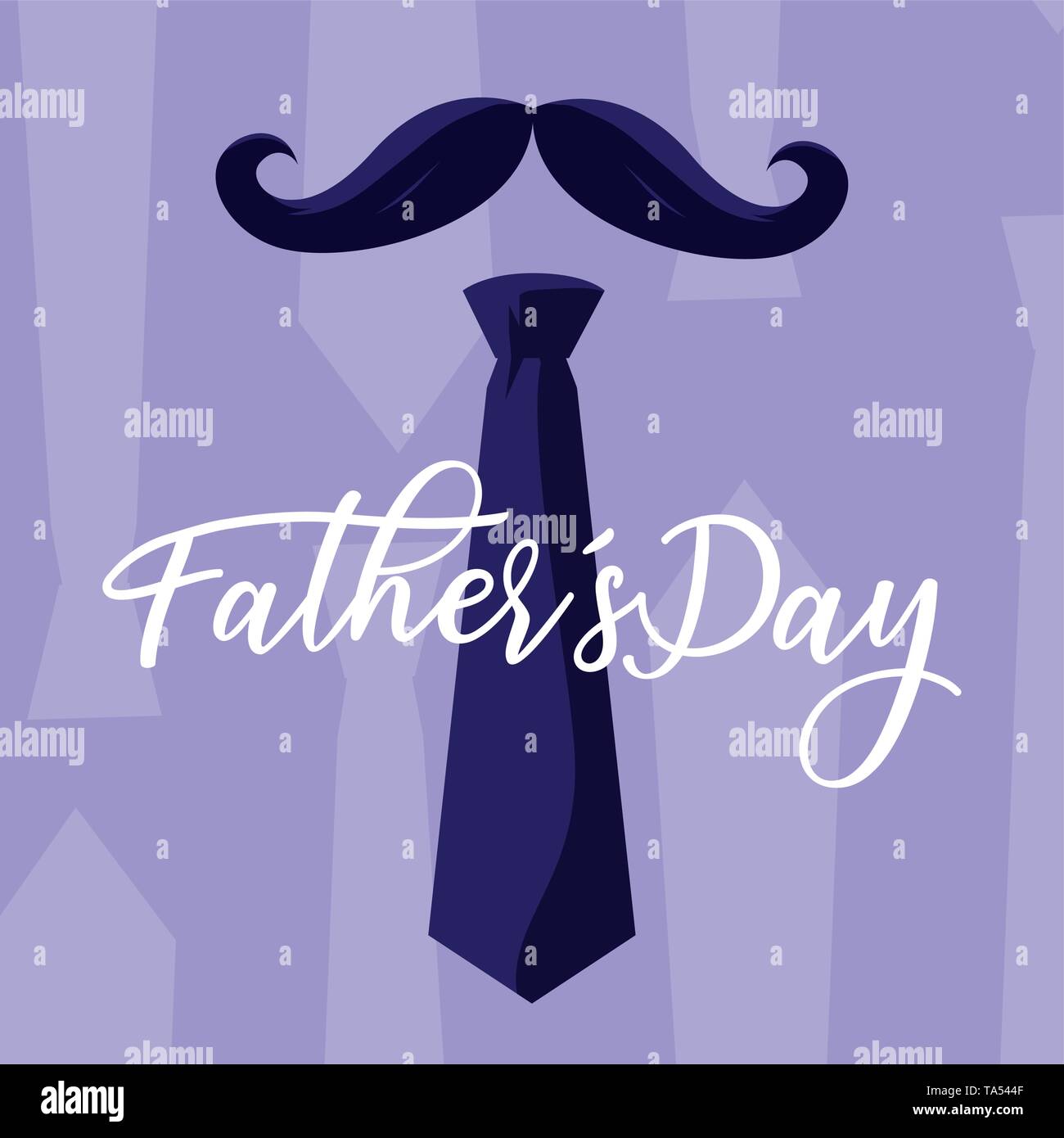happy father day card with moustache and necktie vector illustration ...