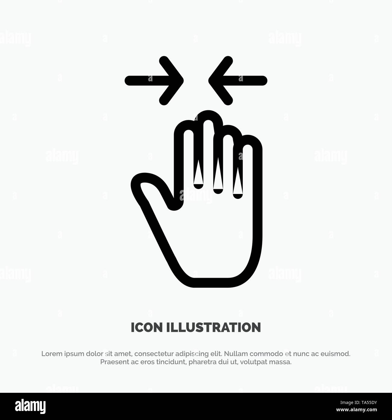 Hand, Gesture, Pinch, Arrow, zoom in Line Icon Vector Stock Vector