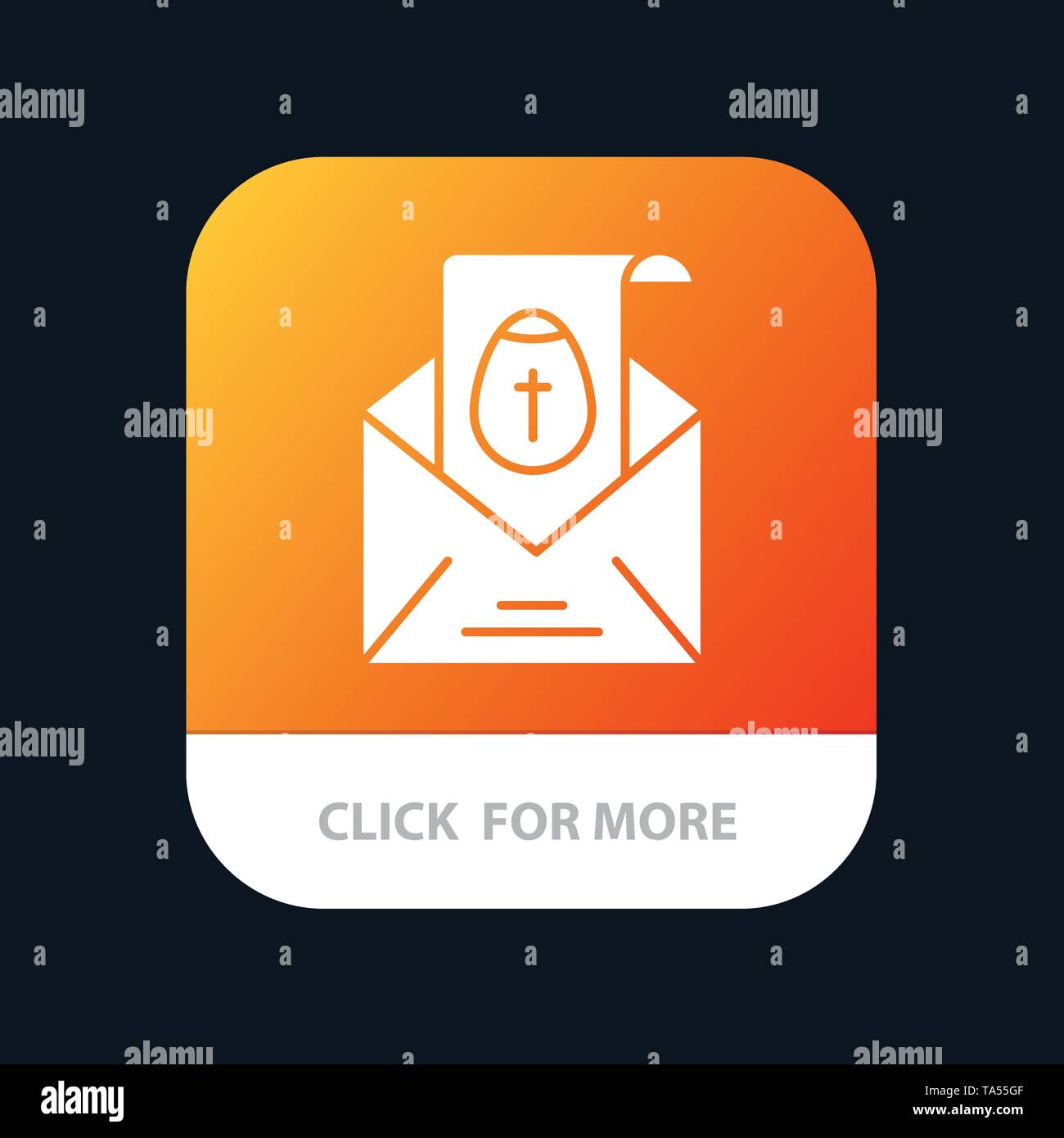 Massage, Mail, Easter, Holiday Mobile App Button. Android and IOS Glyph Version Stock Vector