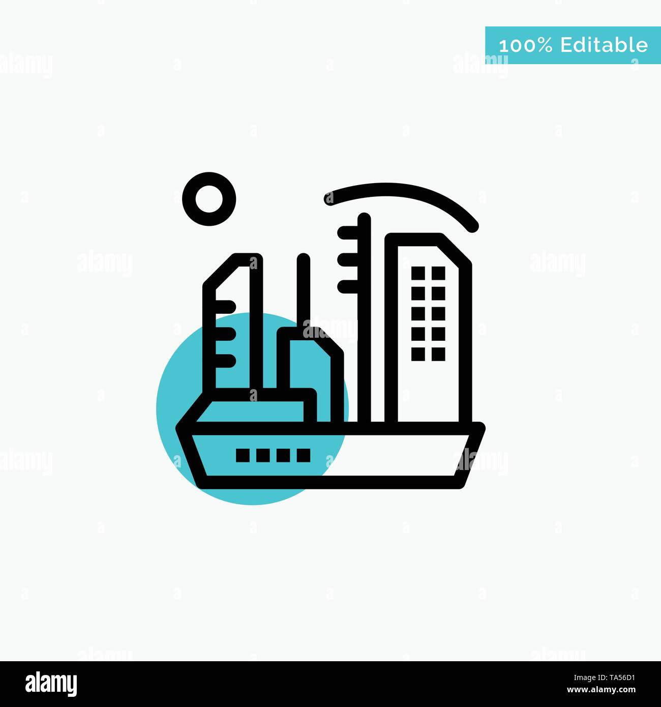City, Colonization, Colony, Dome, Expansion turquoise highlight circle point Vector icon Stock Vector