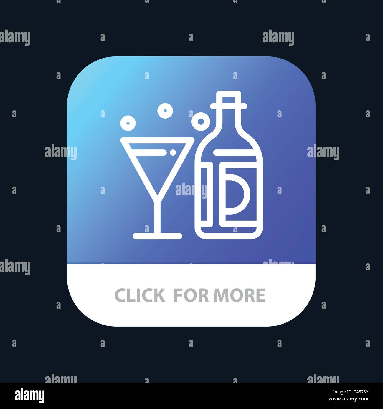 Drink, Wine, American, Bottle, Glass Mobile App Button. Android and IOS