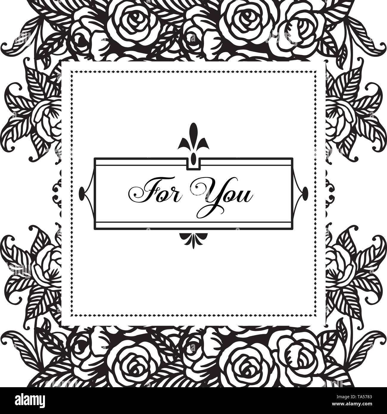 Vector illustration pattern wreath frame with lettering for you hand