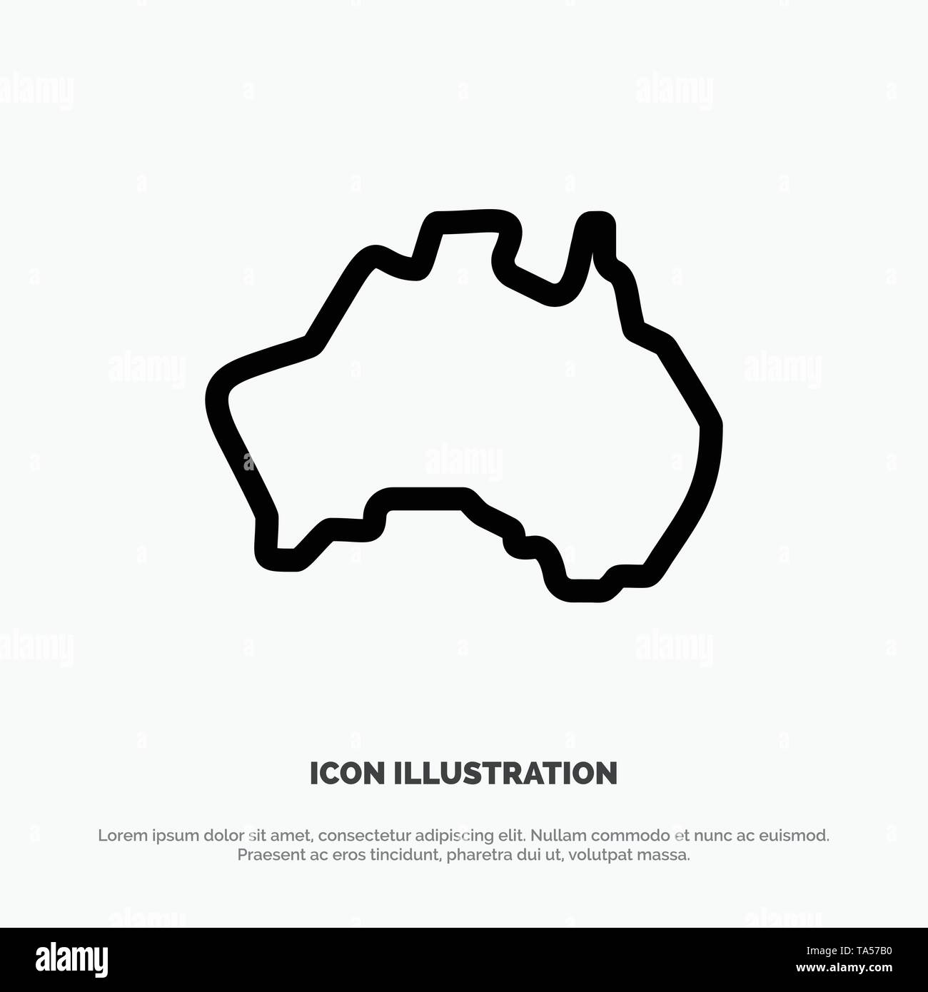 Australian, Country, Location, Map, Travel Line Icon Vector Stock Vector