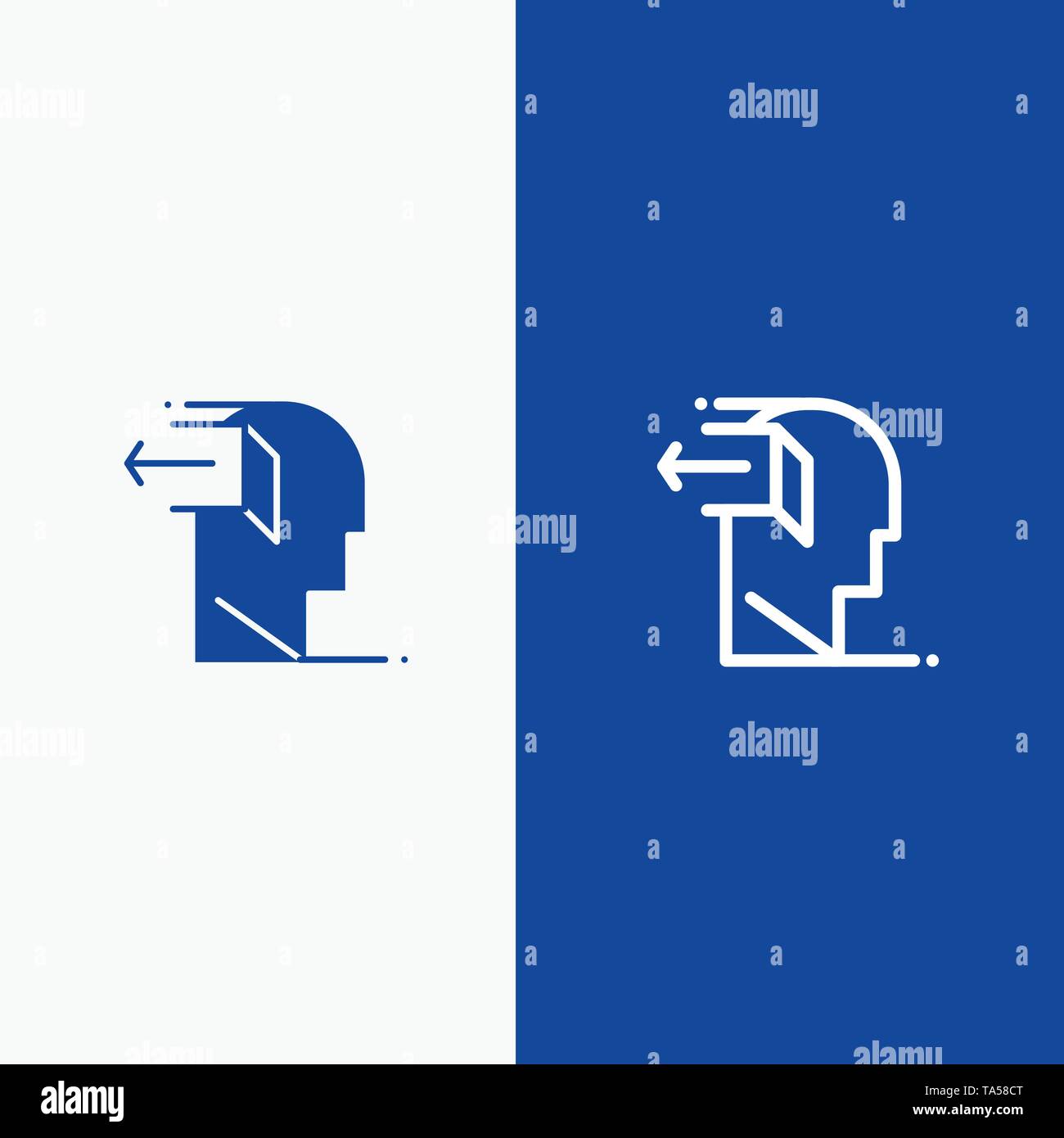 Door Mind Negative Out Release Line And Glyph Solid Icon Blue