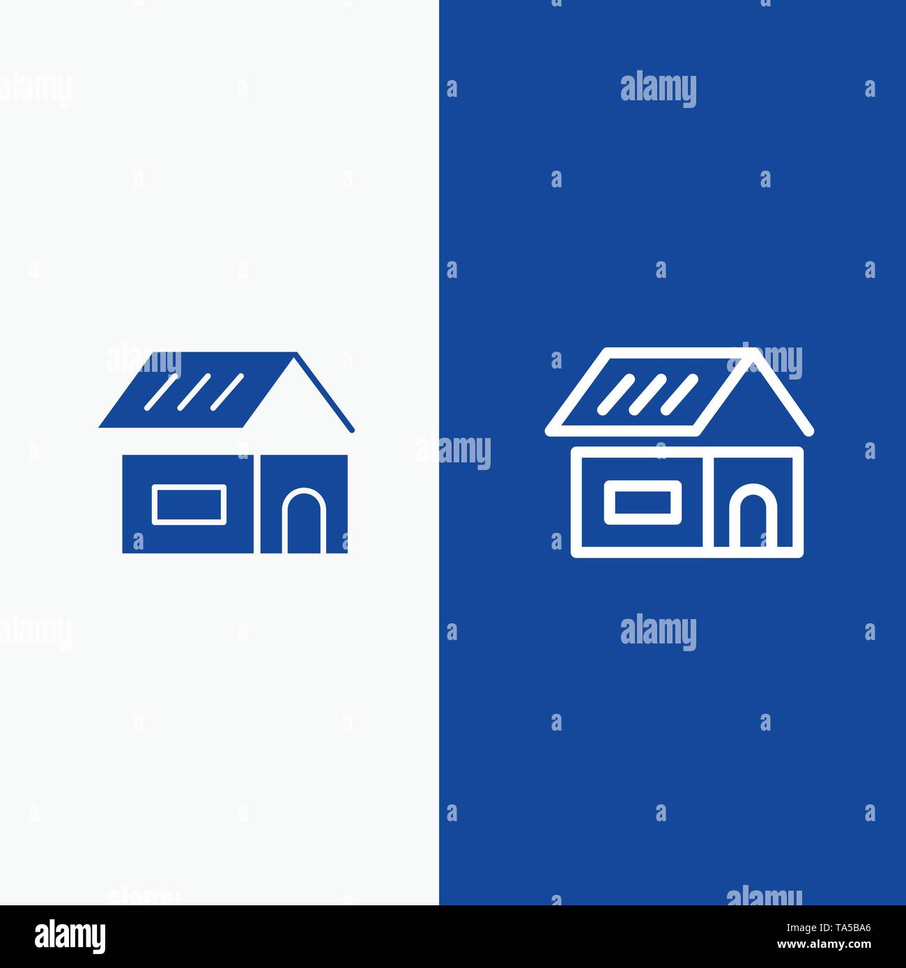 Building Build Construction Home Line And Glyph Solid Icon Blue