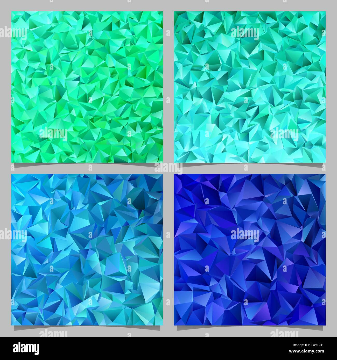 Geometrical abstract tiled triangle pattern background set - vector mosaic design from colored triangles Stock Vector