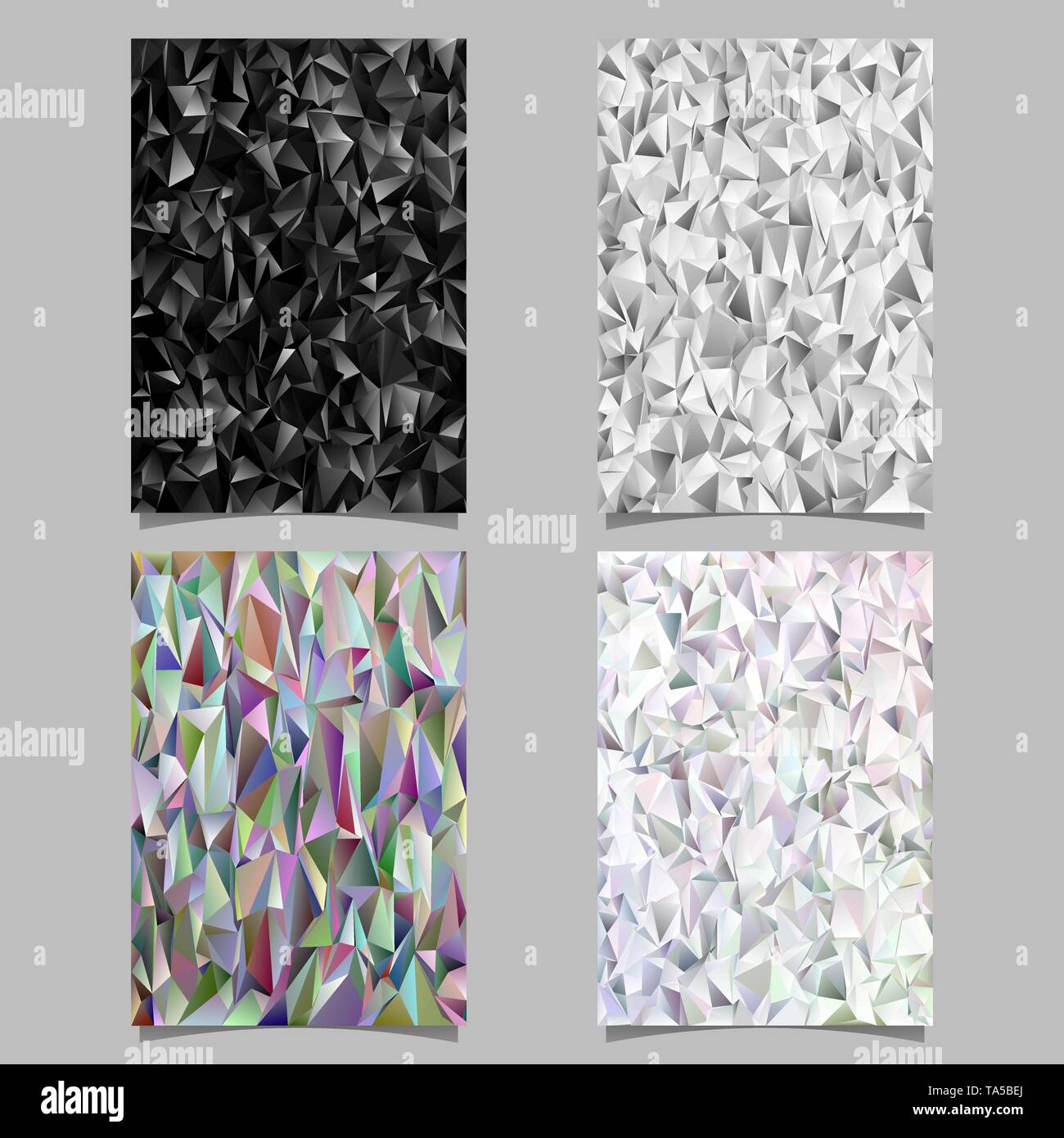 Polygonal abstract tiled triangle mosaic flyer background template set ...