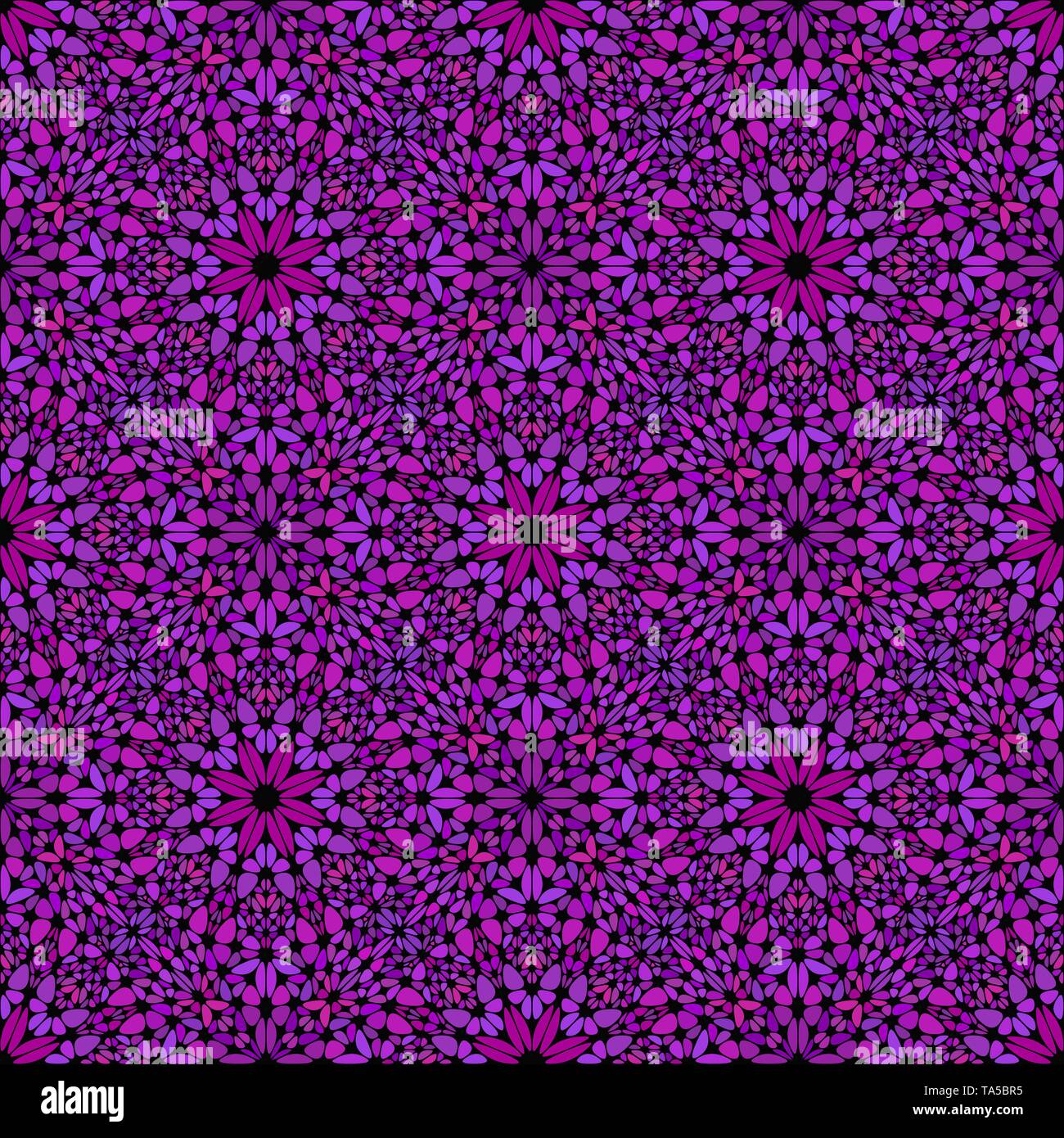 Seamless oriental dark violet window glass petal pattern background Stock Vector