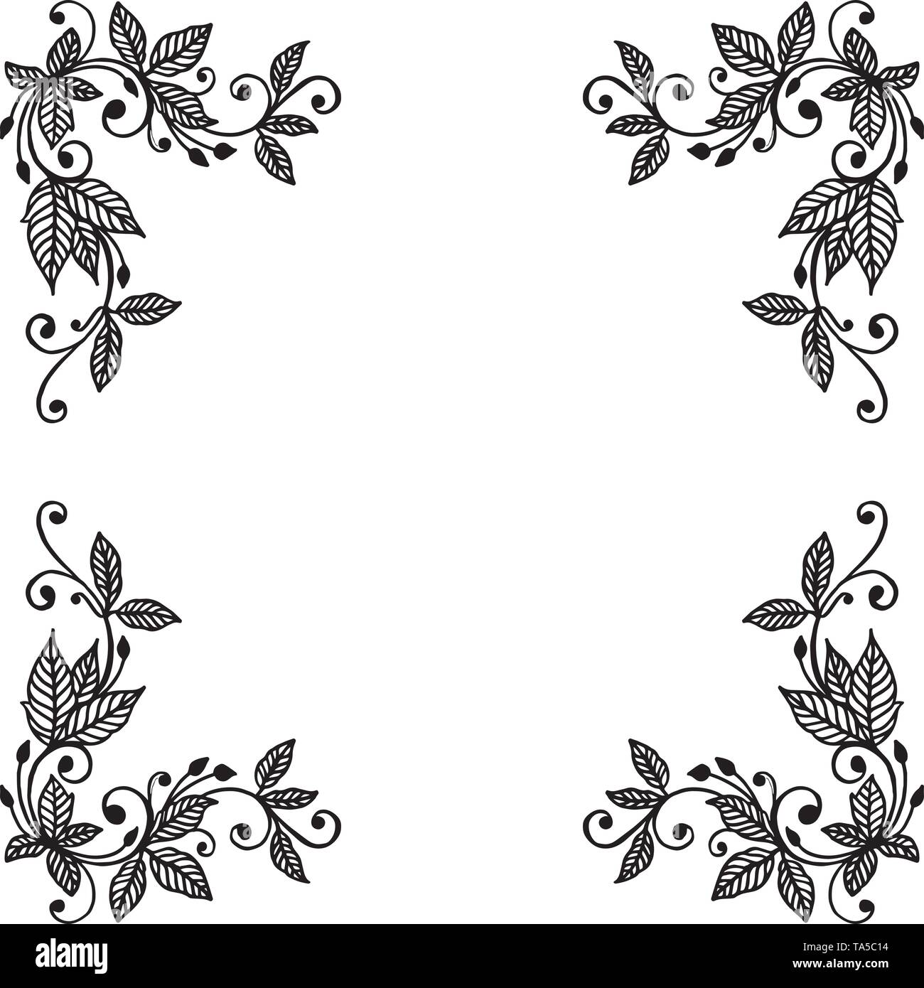 Vector illustration greeting card with design wreath frame hand drawn ...