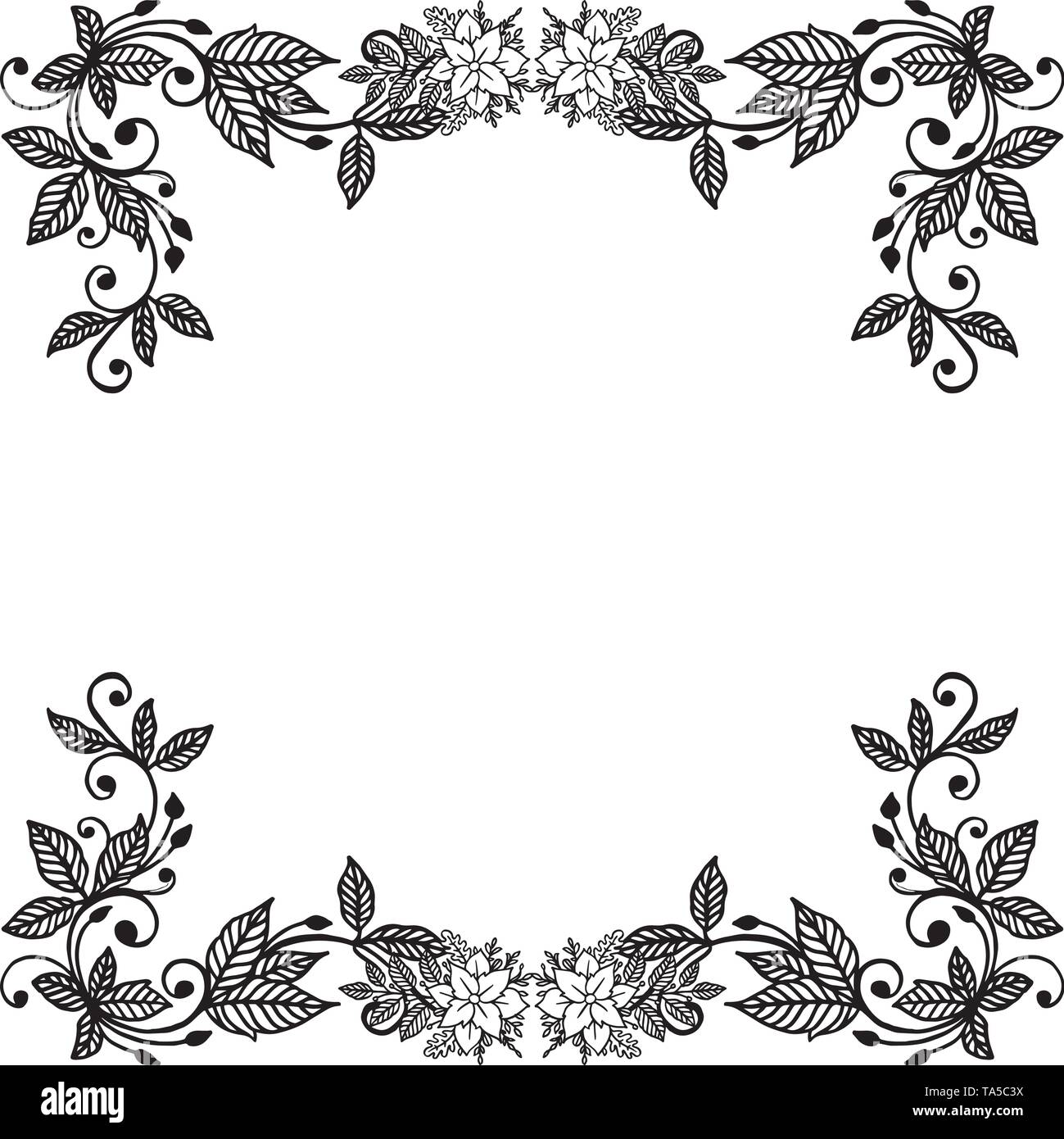 Vector illustration greeting card with design wreath frame hand drawn ...