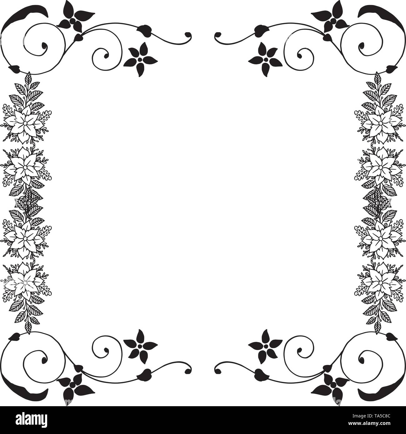 Vector illustration greeting card with design wreath frame hand drawn ...
