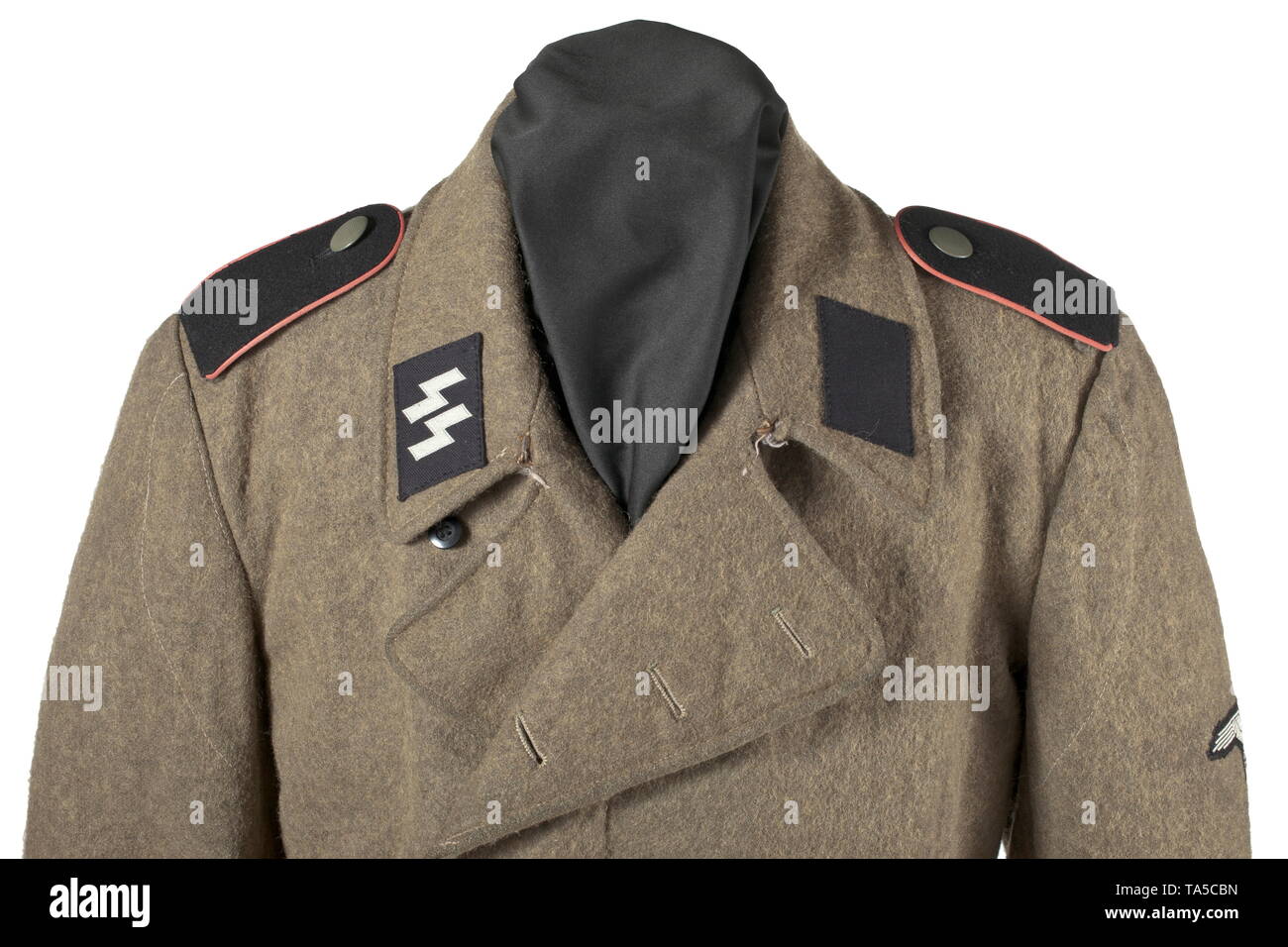 A field tunic of the field-grey special uniform for a Panzerjäger in the SS  assault gun units depot piece SS cut with straight button fly and one-piece  back made of field-grey fabric