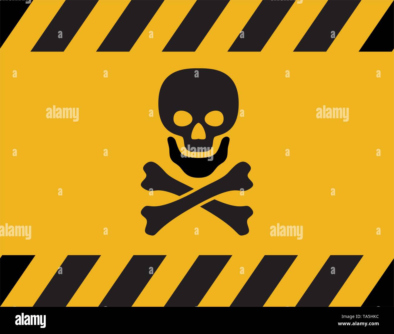 vector poison danger sign with skull and crossed  bones. toxic warning symbol. safety danger icon Stock Vector
