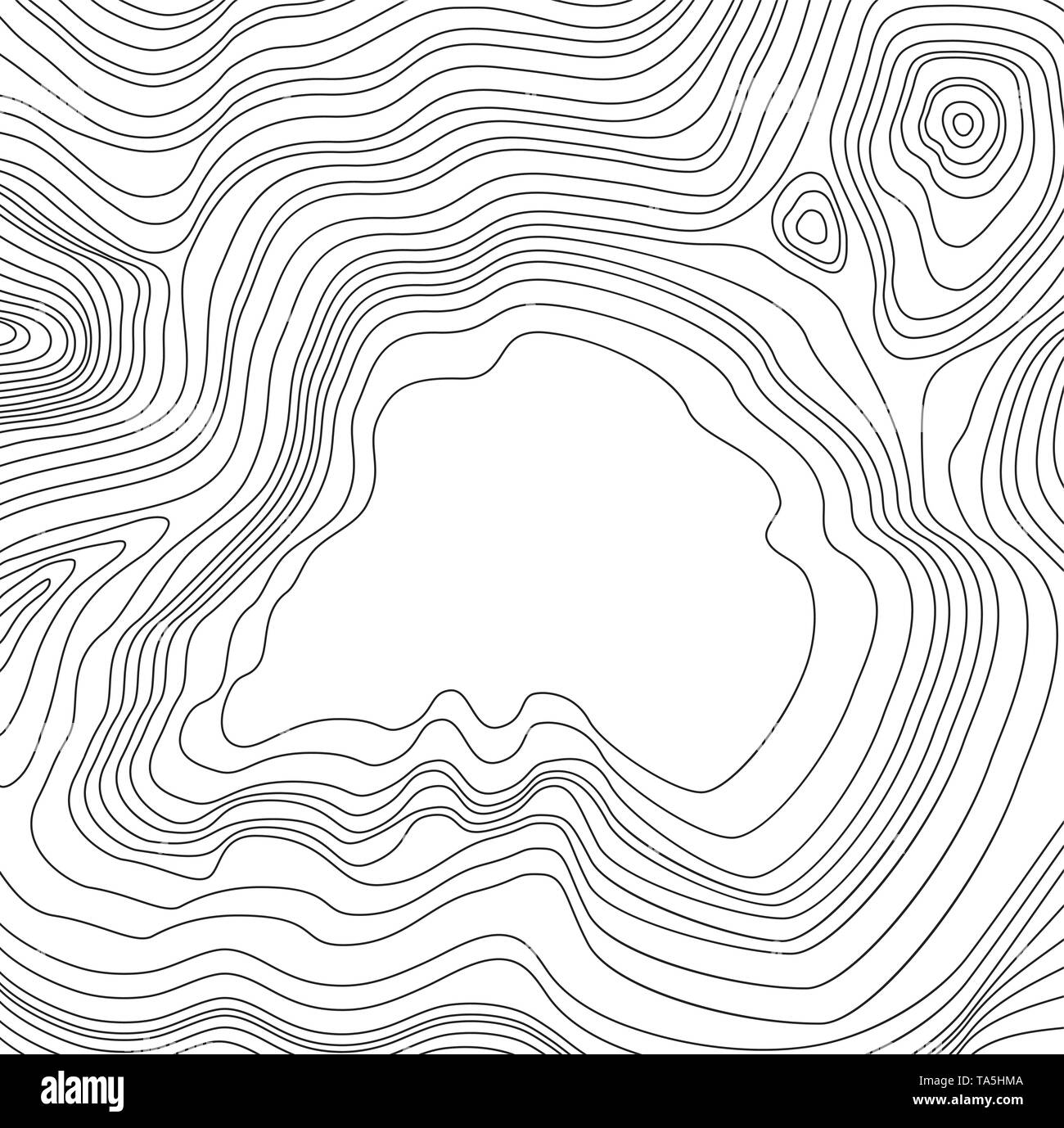 vector abstract map pattern with wavy lines and copy space for text. black and white topographic line contours. simple map design Stock Vector