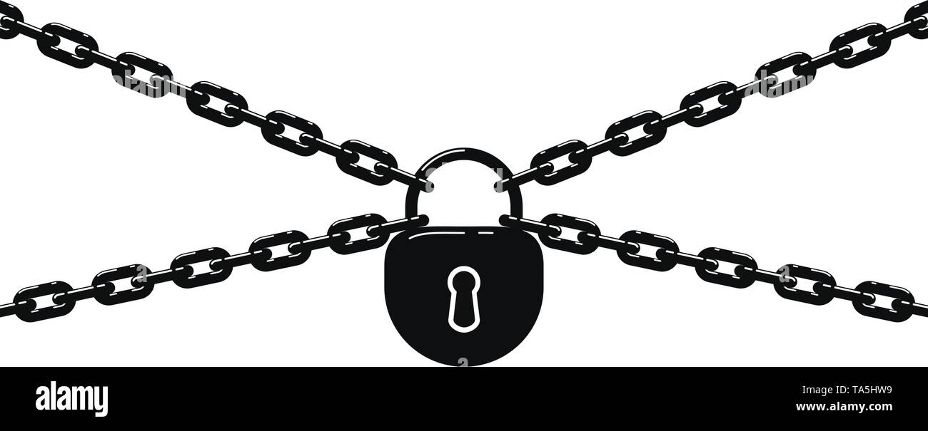 Lock and metal chain Royalty Free Vector Image