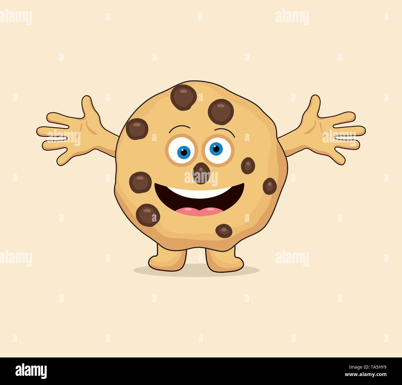 vector chocolate chip whole cookie cartoon isolated on white background
