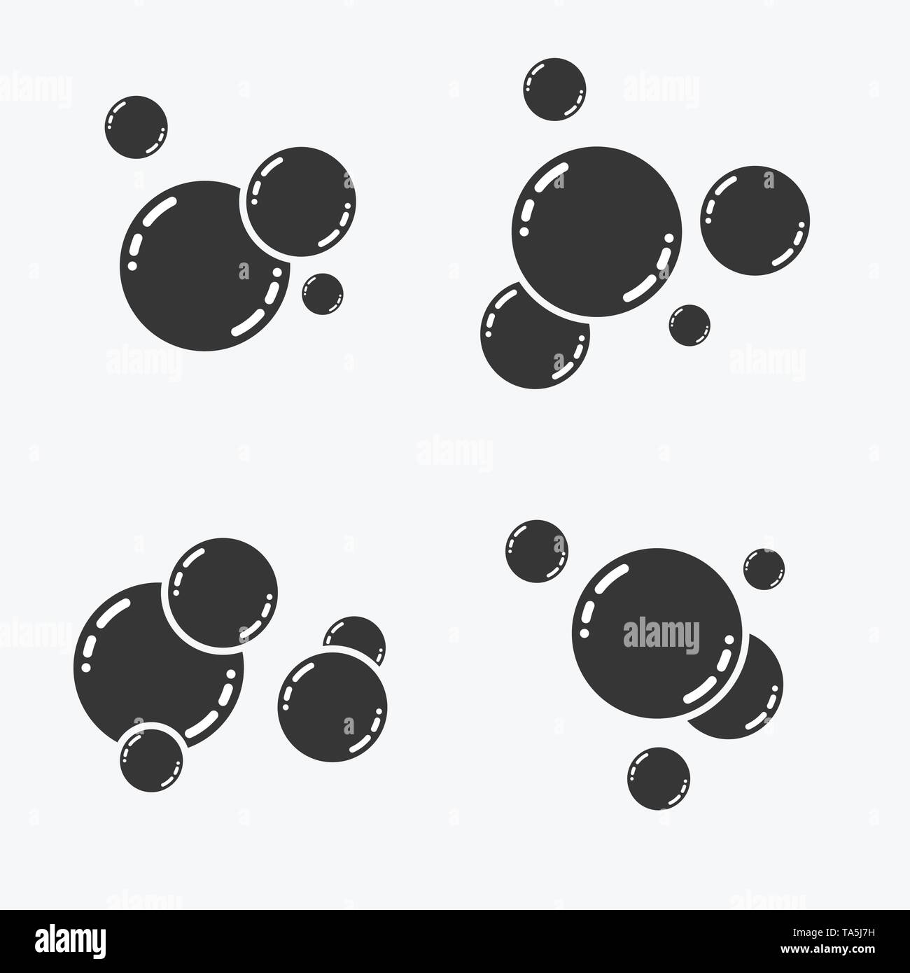 vector set of soap bubbles isolated on white background. shiny water