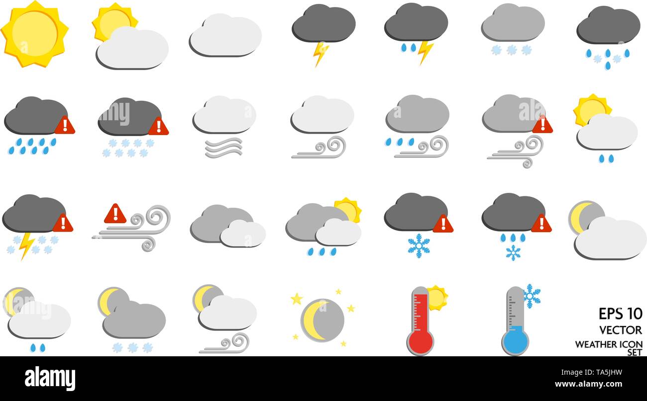 large flat weather symbol or icon set vector illustration Stock Vector ...