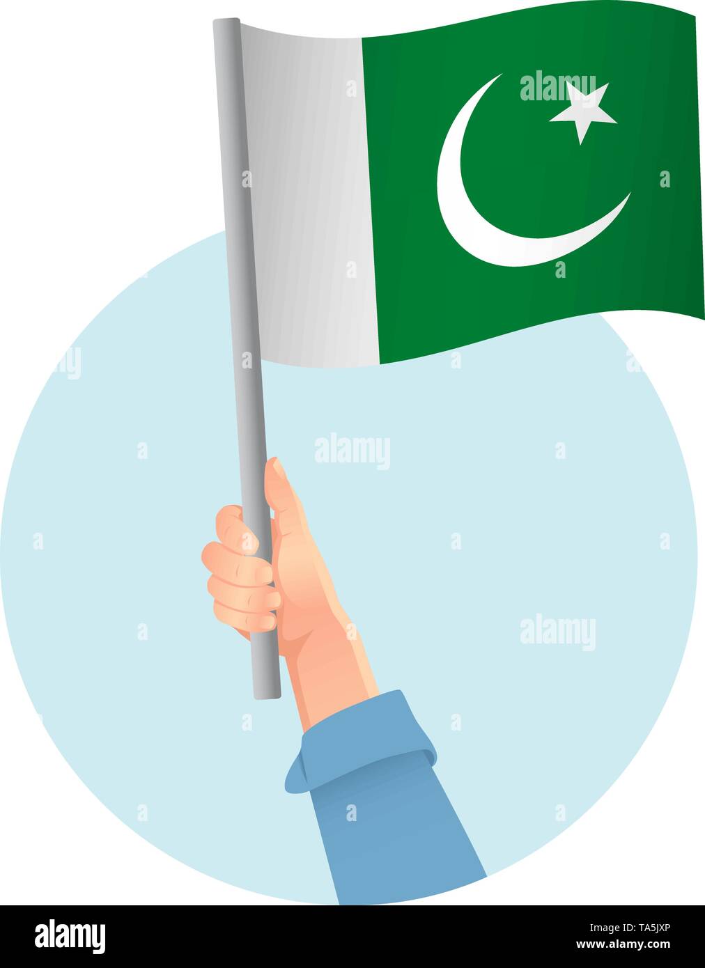 Pakistan flag in hand. Patriotic background. National flag of Pakistan ...