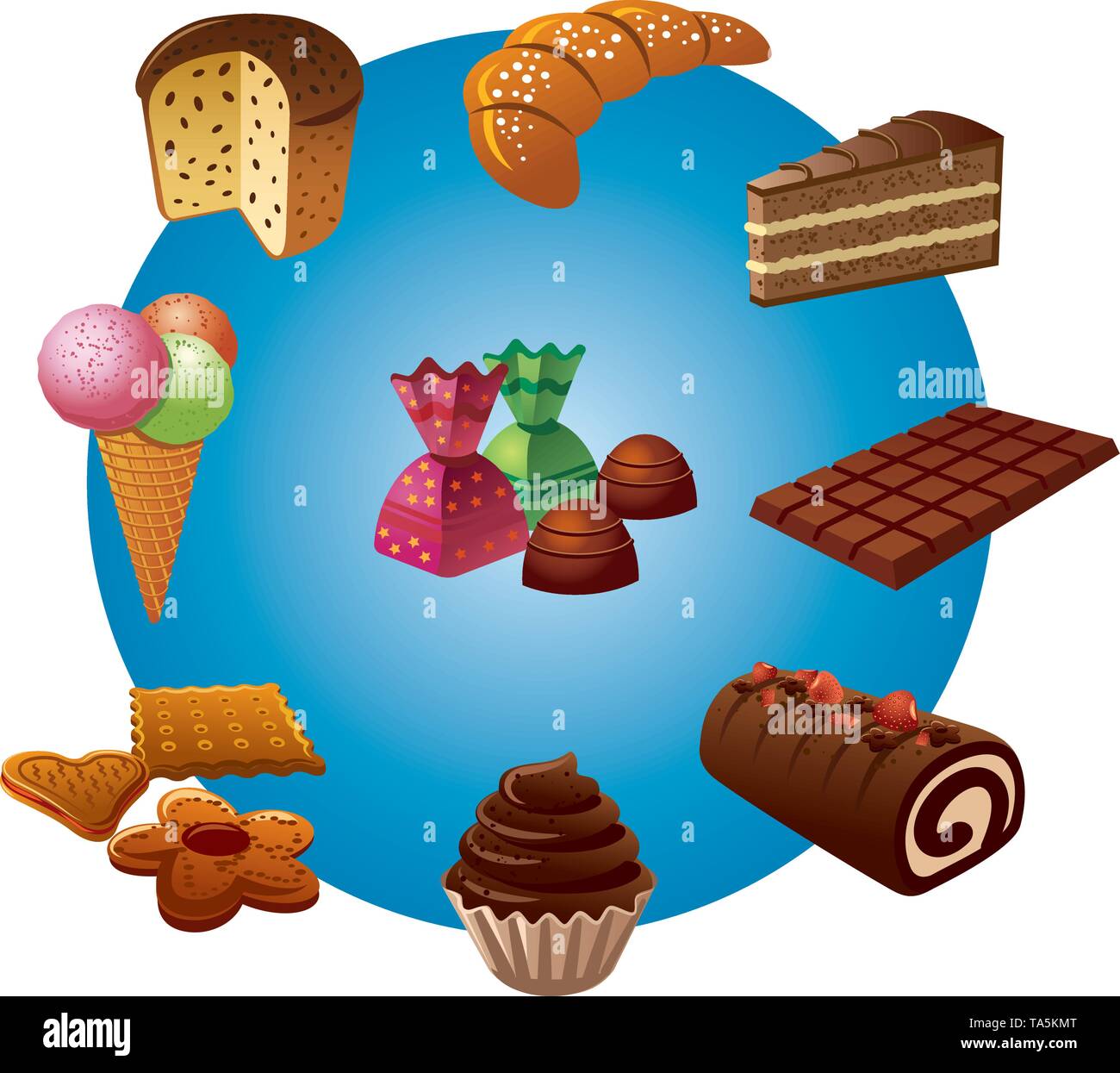 cakes and candy icon set Stock Vector Image & Art - Alamy